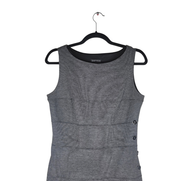 En Focus Studio Dress 10 Gray Knit Stretch Flouncy Hem Career Work Office Siren - Picture 2 of 6